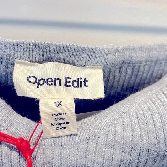 Open Edit Gray Ribbed Sweater Tube Top - Picture 6 of 8